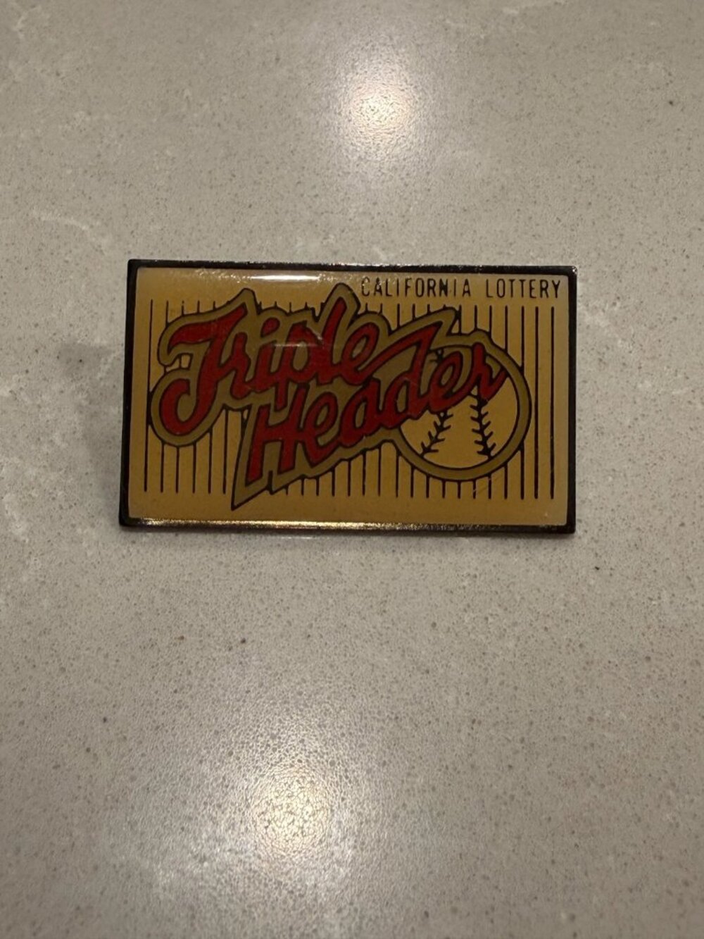 Triple Header California Lottery Lapel Pin Yellow Color Pin, 1.5 x 0.8 Clean